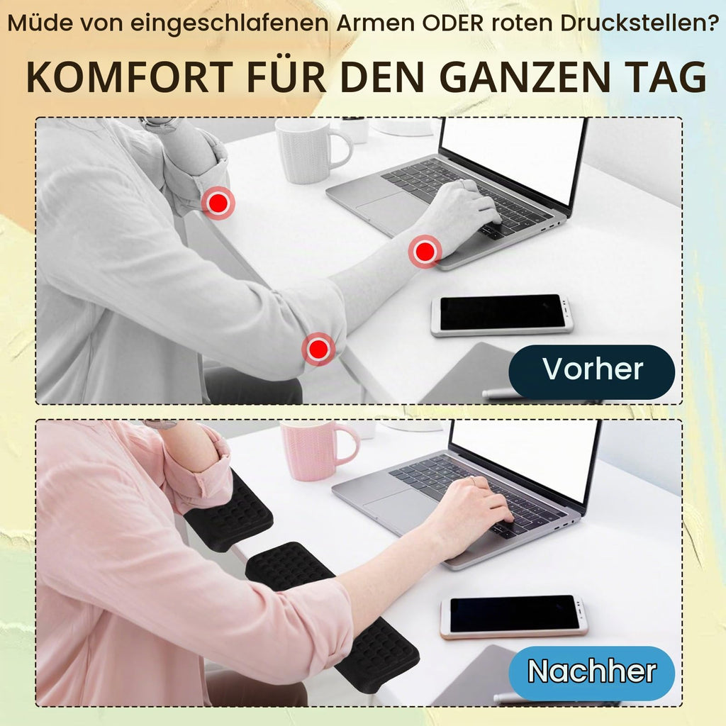 2 Stück Armauflage Schreibtisch,L-Förmige Ellenbogenauflage und Handgelenkauflage,Memory Foam Schreibtisch Edgerest,Rutschschutz Ergonomische Unterarmauflage für Büro,Gaming Home Office Tischkante