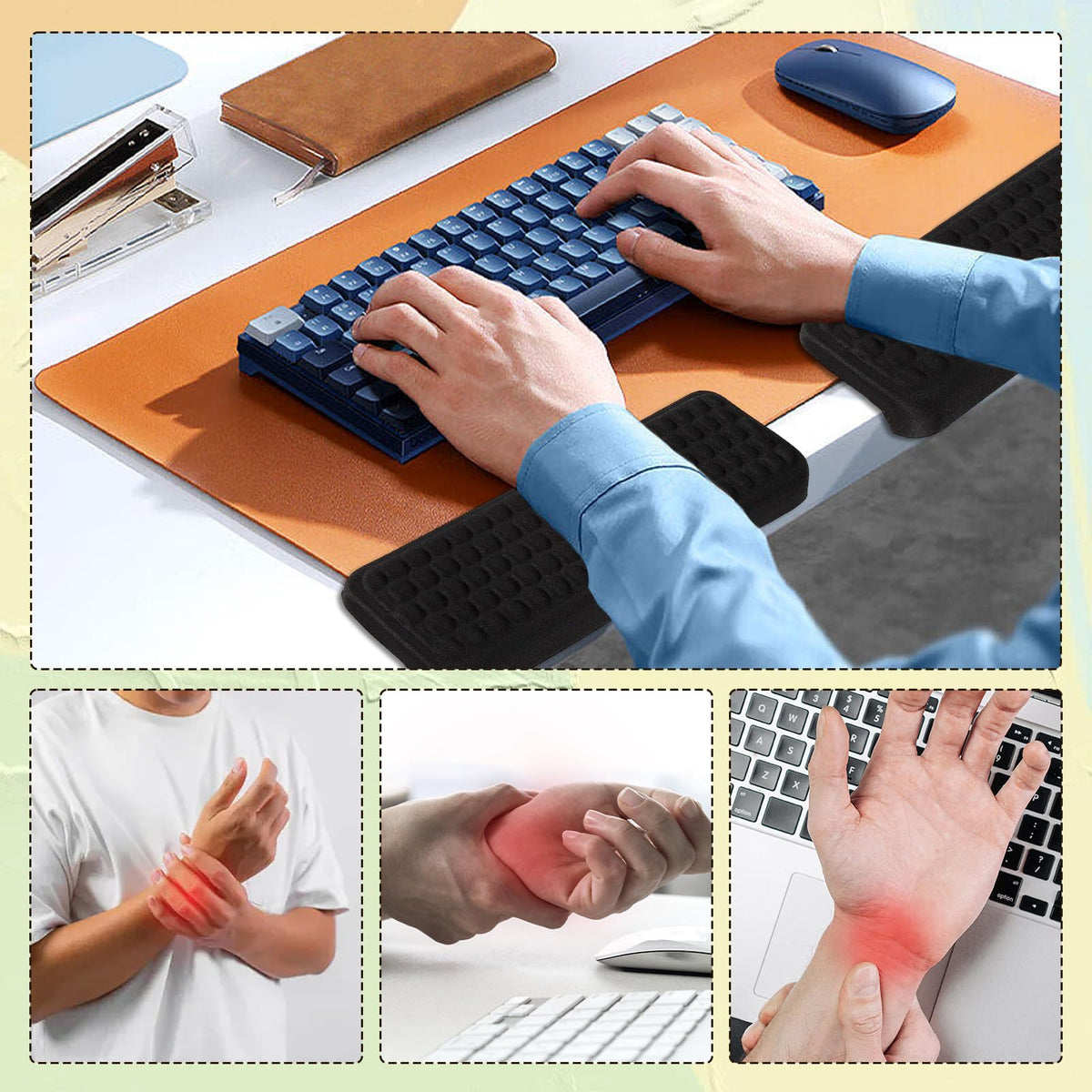 2 Stück Armauflage Schreibtisch,L-Förmige Ellenbogenauflage und Handgelenkauflage,Memory Foam Schreibtisch Edgerest,Rutschschutz Ergonomische Unterarmauflage für Büro,Gaming Home Office Tischkante