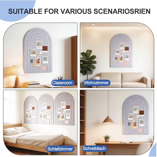 Faltbare Große Korkplatte Pinnwand Halbkreis 90x60cm - Vision Board & Korkwand mit selbstklebender Filz-Oberfläche, Großes faltbares Dekorationsbrett für Bilder und Notizen, Helles Kamel