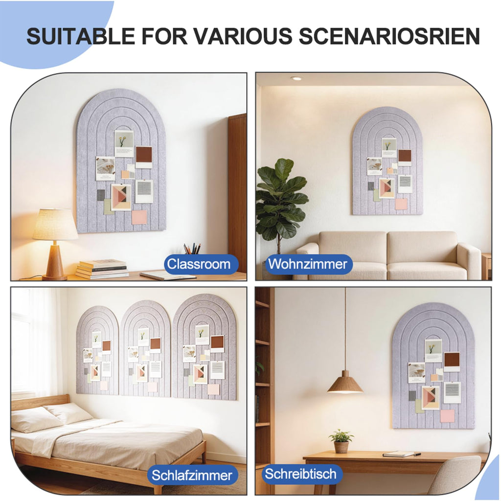 Faltbare Große Korkplatte Pinnwand Halbkreis 90x60cm - Vision Board & Korkwand mit selbstklebender Filz-Oberfläche, Großes faltbares Dekorationsbrett für Bilder und Notizen, Helles Kamel