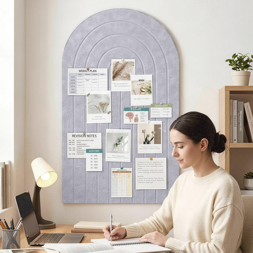 Faltbare Große Korkplatte Pinnwand Halbkreis 90x60cm - Vision Board & Korkwand mit selbstklebender Filz-Oberfläche, Großes faltbares Dekorationsbrett für Bilder und Notizen, Helles Kamel