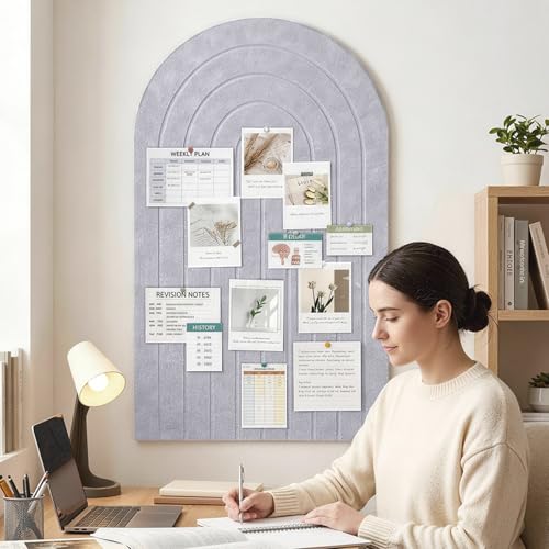 Faltbare Große Korkplatte Pinnwand Halbkreis 90x60cm - Vision Board & Korkwand mit selbstklebender Filz-Oberfläche, Großes faltbares Dekorationsbrett für Bilder und Notizen, Helles Kamel