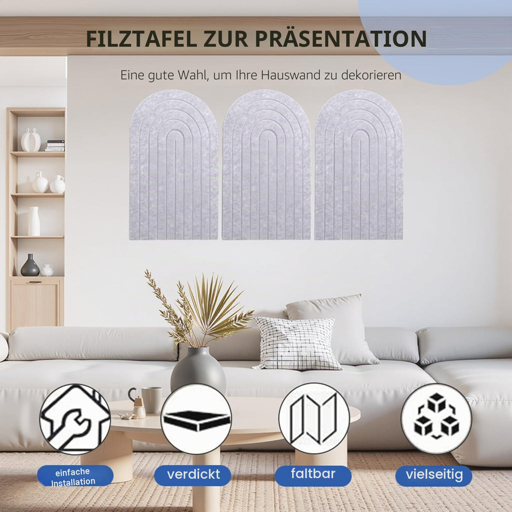 Faltbare Große Korkplatte Pinnwand Halbkreis 90x60cm - Vision Board & Korkwand mit selbstklebender Filz-Oberfläche, Großes faltbares Dekorationsbrett für Bilder und Notizen, Helles Kamel
