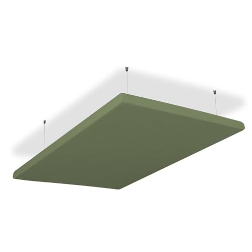 SILENT4® Schallabsorber Decke 114x72x5cm Akustikbild Akustikpaneele aus Akustikvlies, Seilmontage, messbar verbesserte Raumakustik durch Akustikplatten mit waschbarem Stoffbezug in Grün