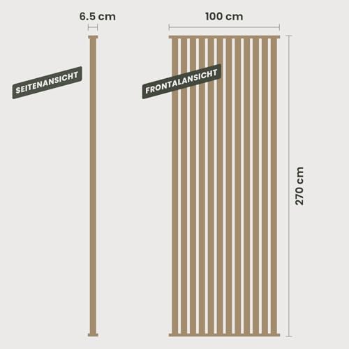 KGM Raumteiler Lamellen Wand Eiche Natur 45° - Komplett-Set 100 x 270 cm