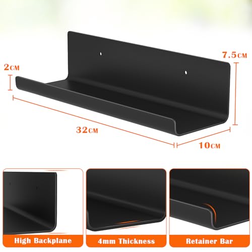 WELDUN 4er Wandregal Ohne Bohren, 32cm Kleberegal Schweberegal Dekorativ