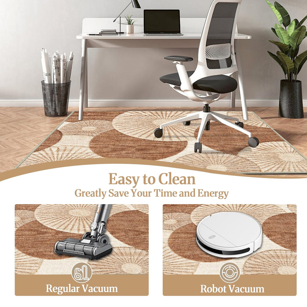 90x120 cm Bürostuhlmatte für Teppich rutschfeste Bodenschutzmatte Bürostuhl Schreibtischstuhl Unterlage Für Holzböden Bürostuhlunterlage für Homeoffice Gaming Yoga Braun Beige