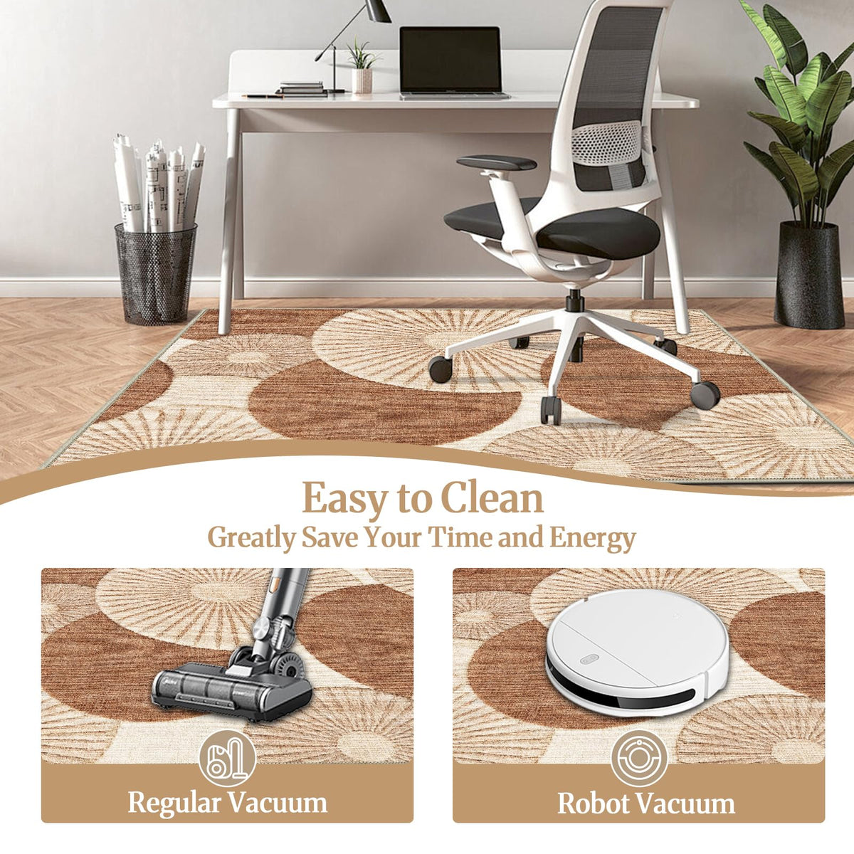 90x120 cm Bürostuhlmatte für Teppich rutschfeste Bodenschutzmatte Bürostuhl Schreibtischstuhl Unterlage Für Holzböden Bürostuhlunterlage für Homeoffice Gaming Yoga Braun Beige
