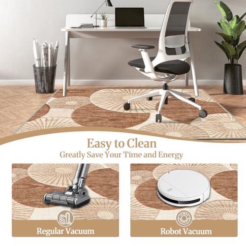 90x120 cm Bürostuhlmatte für Teppich rutschfeste Bodenschutzmatte Bürostuhl Schreibtischstuhl Unterlage Für Holzböden Bürostuhlunterlage für Homeoffice Gaming Yoga Braun Beige