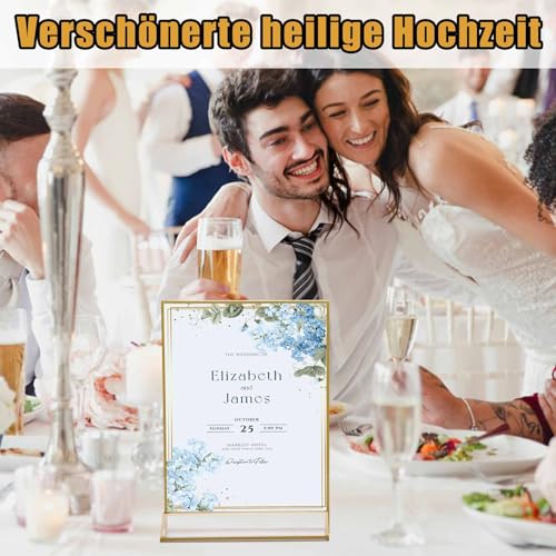4 Stück Acryl Schilderhalter Mit Goldrand, Tischaufsteller A4