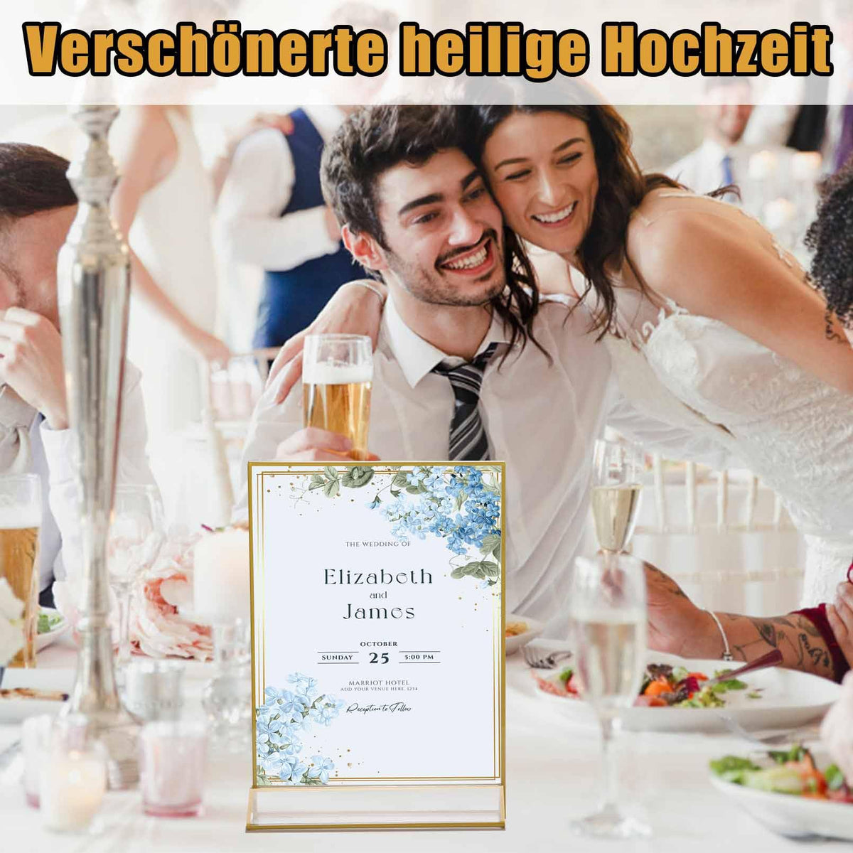 4 Stück Acryl Schilderhalter Mit Goldrand, Tischaufsteller A4