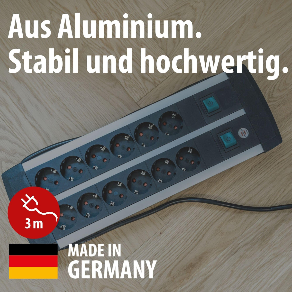 Brennenstuhl Premium-Alu-Line Steckdosenleiste 12-Fach, 3m