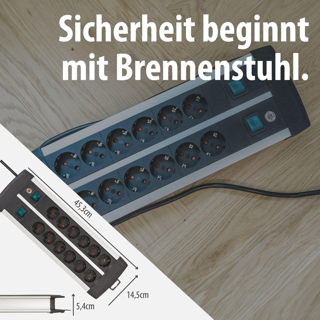 Brennenstuhl Premium-Alu-Line Steckdosenleiste 12-Fach, 3m