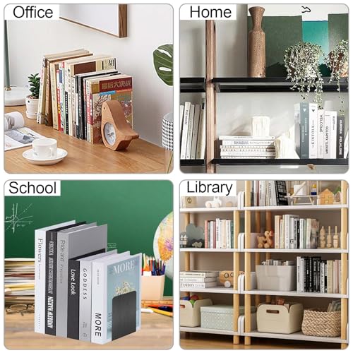 Sprifityy 6 Stück Buchstütze aus Metall,15 * 15 * 10 cm,Schwarz