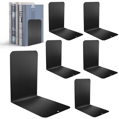 Sprifityy 6 Stück Buchstütze aus Metall,15 * 15 * 10 cm,Schwarz