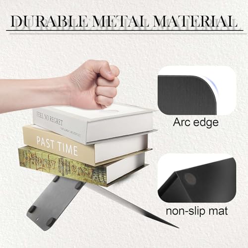 Sprifityy 6 Stück Buchstütze aus Metall,15 * 15 * 10 cm,Schwarz