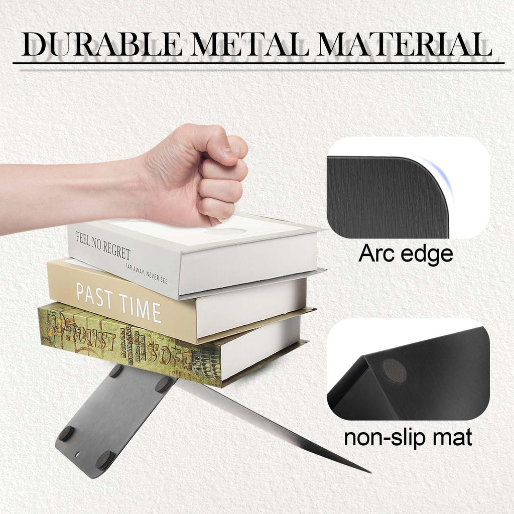 Sprifityy 6 Stück Buchstütze aus Metall,15 * 15 * 10 cm,Schwarz
