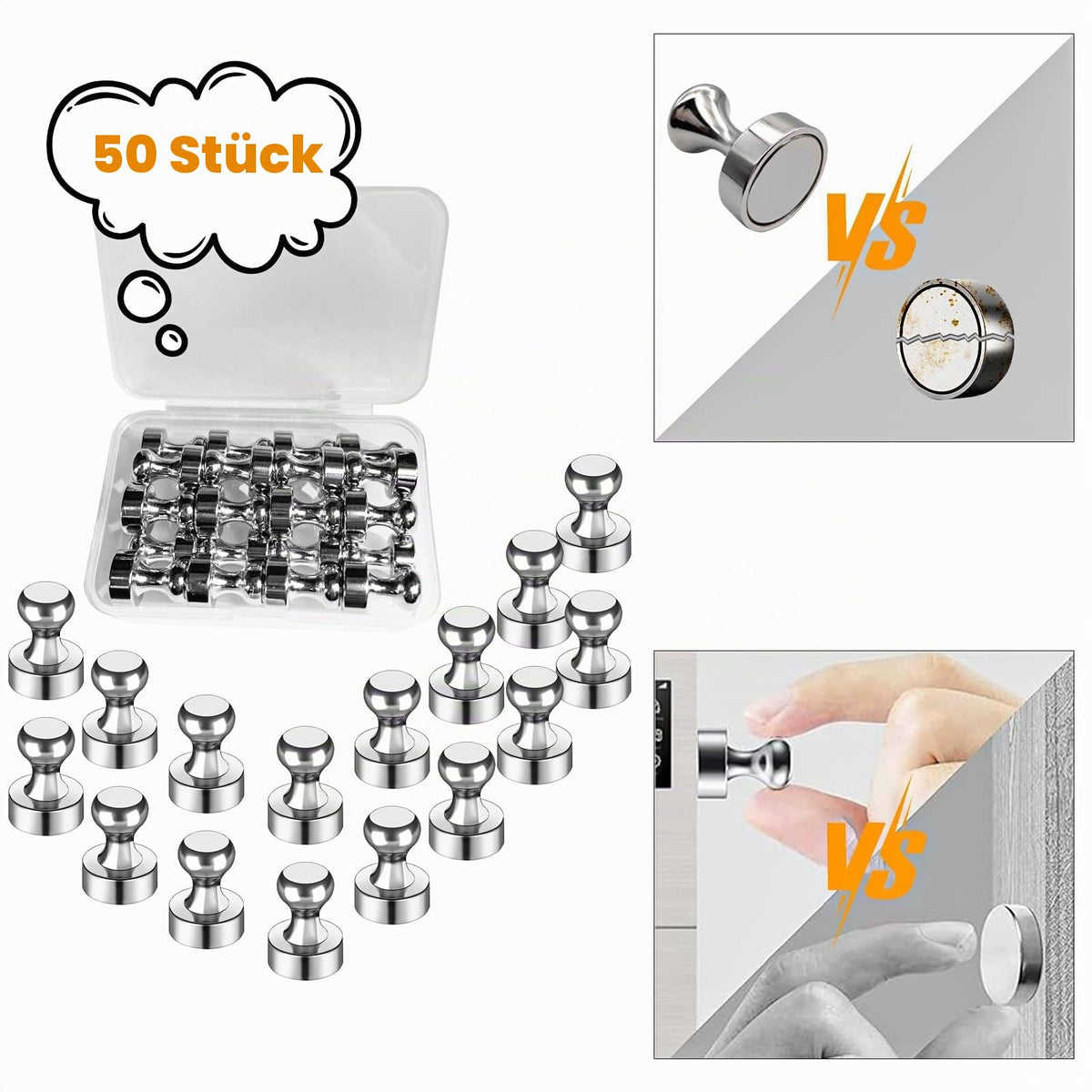 50 Stück Neodym Magnete, 12 x 16 mm Stark, Mini Magnete für Kühlschrank, Stecktafel, Pinnwand, Whiteboard, A4, Foto
