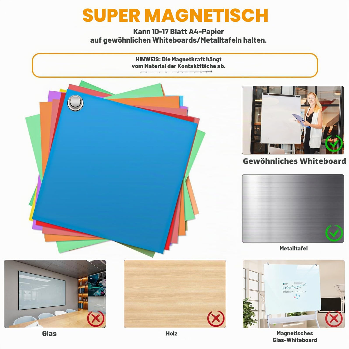 50 Stück Neodym Magnete, 12 x 16 mm Stark, Mini Magnete für Kühlschrank, Stecktafel, Pinnwand, Whiteboard, A4, Foto