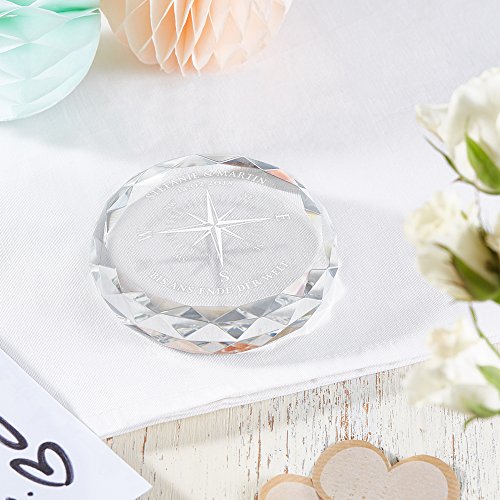Gravado Briefbeschwerer aus Glas mit Personalisierter Kompass Gravur, Namen und Datum, Geschenkidee für Liebespaare