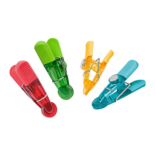 Wedo 6422099 Notiz Magnetklammern (Glossy, aus Kunststoff, geriffelte Griffflächen) 4 Stück, farbig sortiert