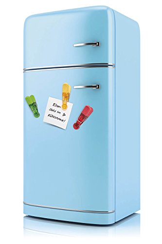 Wedo 6422099 Notiz Magnetklammern (Glossy, aus Kunststoff, geriffelte Griffflächen) 4 Stück, farbig sortiert