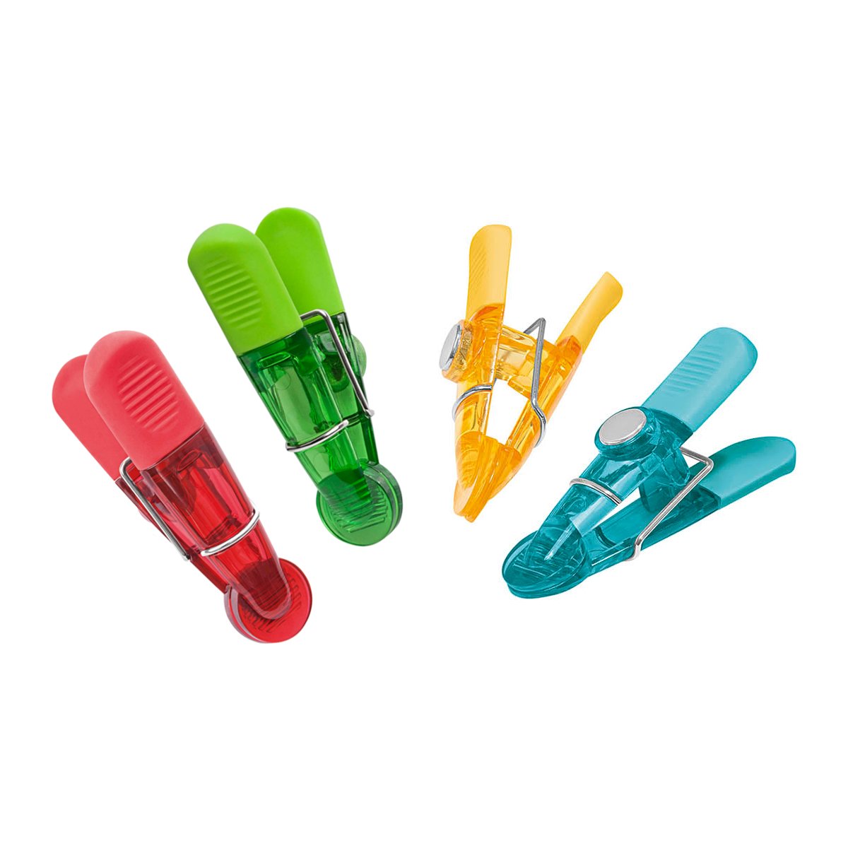 Wedo 6422099 Notiz Magnetklammern (Glossy, aus Kunststoff, geriffelte Griffflächen) 4 Stück, farbig sortiert