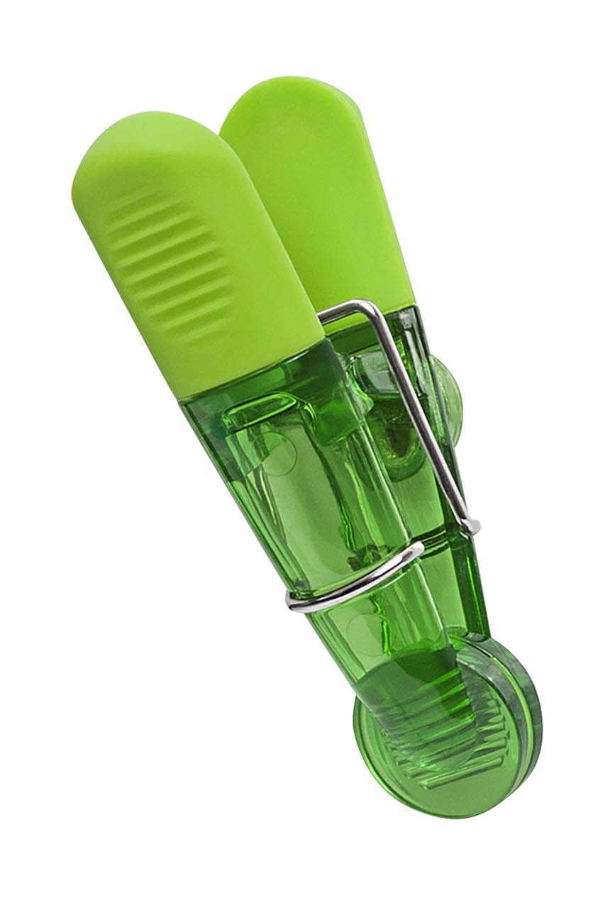 Wedo 6422099 Notiz Magnetklammern (Glossy, aus Kunststoff, geriffelte Griffflächen) 4 Stück, farbig sortiert