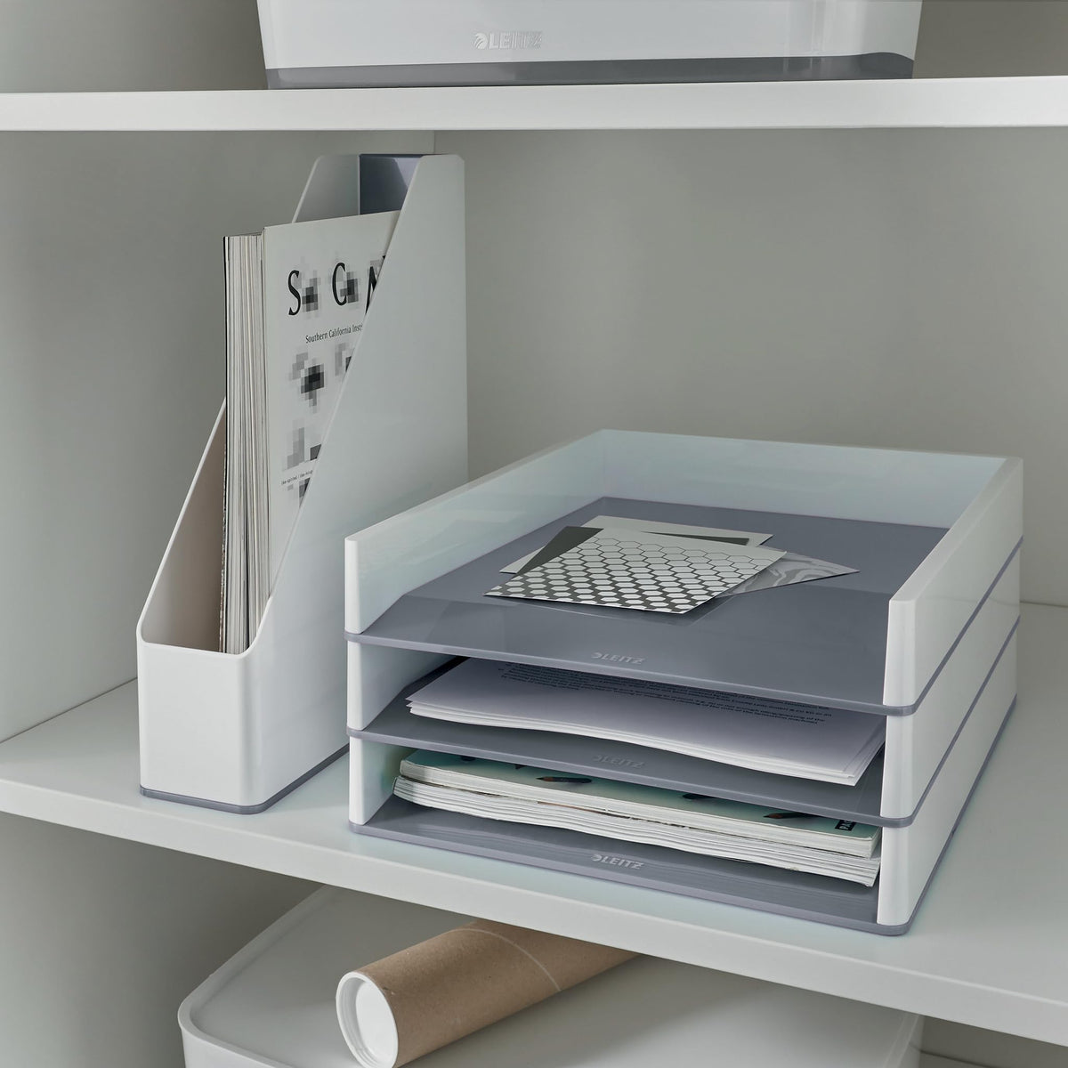 Leitz WOW Briefkorb, perlweiß /grau, 53611001