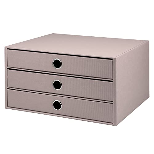 Rössler SOHO 3er Schubladenbox A4 aus Papier | Büro Organizer Schreibtisch| Schubladen Organizer Büro Zubehör & Bürobedarf | Schreibtisch Organizer Box | 34 x 25 x 19 cm | 1 Stück | Farbe: Taupe