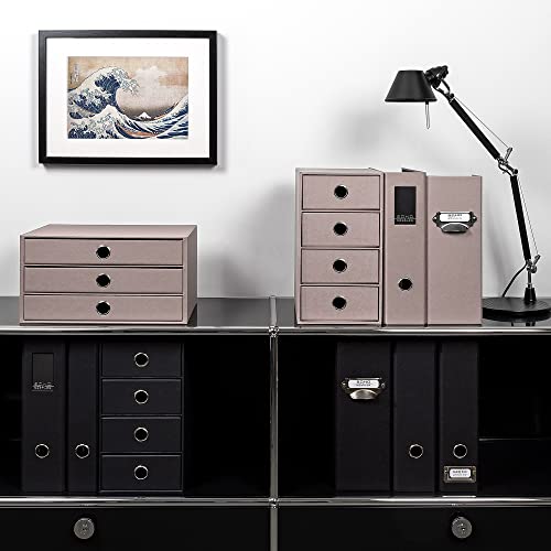 Rössler SOHO 3er Schubladenbox A4 aus Papier | Büro Organizer Schreibtisch| Schubladen Organizer Büro Zubehör & Bürobedarf | Schreibtisch Organizer Box | 34 x 25 x 19 cm | 1 Stück | Farbe: Taupe