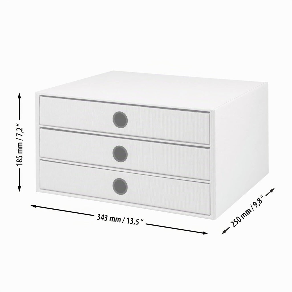 Rössler SOHO 3er Schubladenbox A4 aus Papier | Büro Organizer Schreibtisch| Schubladen Organizer Büro Zubehör & Bürobedarf | Schreibtisch Organizer Box | 34 x 25 x 19 cm | 1 Stück | Farbe: Taupe