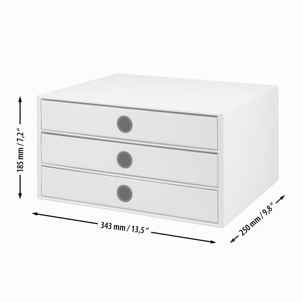Rössler SOHO 3er Schubladenbox A4 aus Papier | Büro Organizer Schreibtisch| Schubladen Organizer Büro Zubehör & Bürobedarf | Schreibtisch Organizer Box | 34 x 25 x 19 cm | 1 Stück | Farbe: Taupe