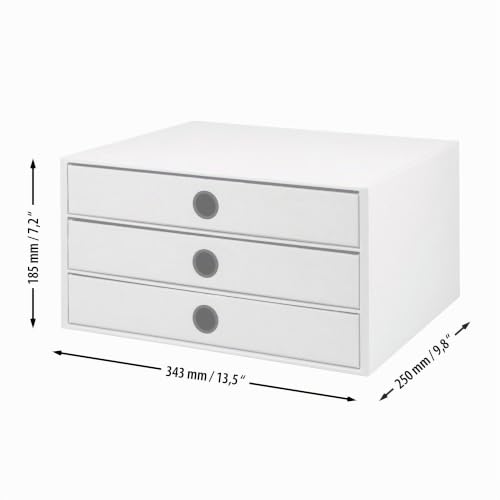 Rössler SOHO 3er Schubladenbox A4 aus Papier | Büro Organizer Schreibtisch| Schubladen Organizer Büro Zubehör & Bürobedarf | Schreibtisch Organizer Box | 34 x 25 x 19 cm | 1 Stück | Farbe: Taupe