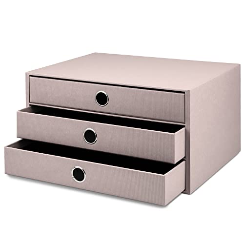 Rössler SOHO 3er Schubladenbox A4 aus Papier | Büro Organizer Schreibtisch| Schubladen Organizer Büro Zubehör & Bürobedarf | Schreibtisch Organizer Box | 34 x 25 x 19 cm | 1 Stück | Farbe: Taupe