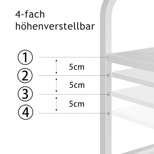 3-stufiger rollbarer Druckertisch mit Steckdosen, Weiß