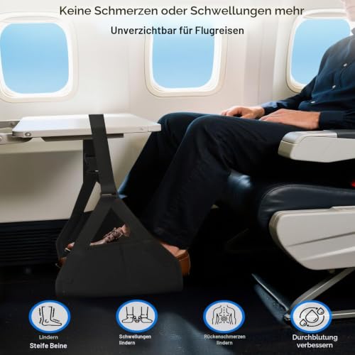TUT Flugzeug Fußstütze, Verstellbare Reise Fuß Hängematte, Hängende Fußhängematte Flugzeug mit Abnehmbarer Stützplatte, Kompakt Tragbare Flugzeug Beinauflage für Langstreckenreisen, Büro