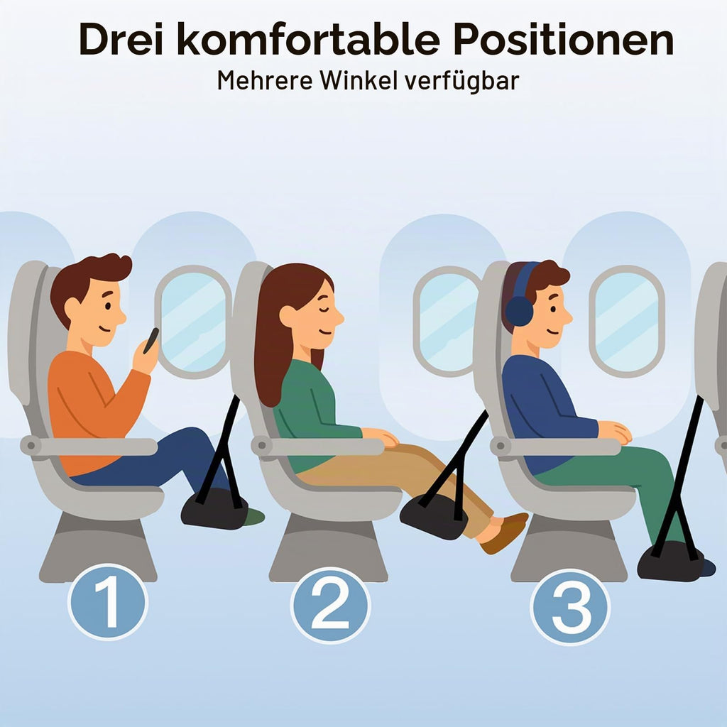 TUT Flugzeug Fußstütze, Verstellbare Reise Fuß Hängematte, Hängende Fußhängematte Flugzeug mit Abnehmbarer Stützplatte, Kompakt Tragbare Flugzeug Beinauflage für Langstreckenreisen, Büro
