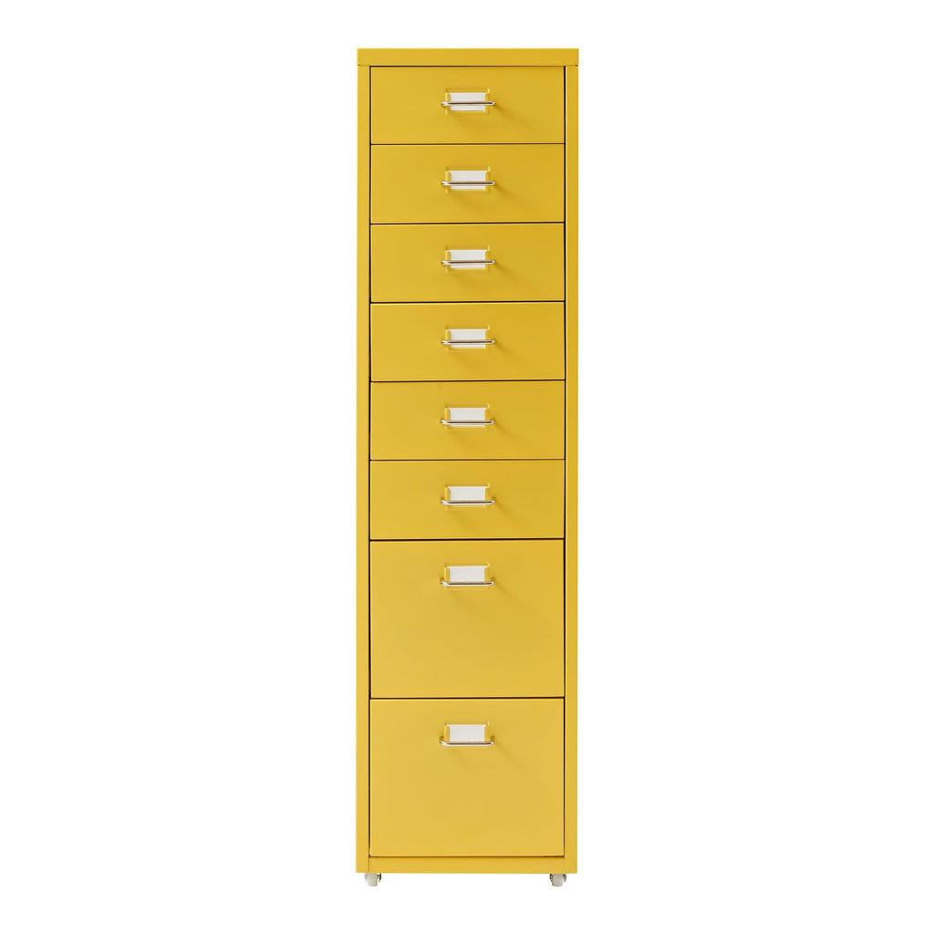 Helloshop26 Büroschrank, Rollschrank, mit 8 Schubladen, 109 x 28 x 41 cm, Gelb, 03_0009113
