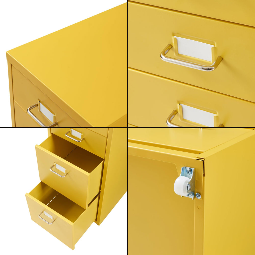 Helloshop26 Büroschrank, Rollschrank, mit 8 Schubladen, 109 x 28 x 41 cm, Gelb, 03_0009113