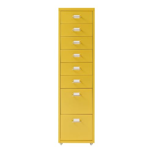 Helloshop26 Büroschrank, Rollschrank, mit 8 Schubladen, 109 x 28 x 41 cm, Gelb, 03_0009113