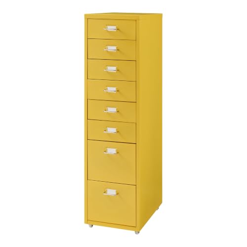 Helloshop26 Büroschrank, Rollschrank, mit 8 Schubladen, 109 x 28 x 41 cm, Gelb, 03_0009113