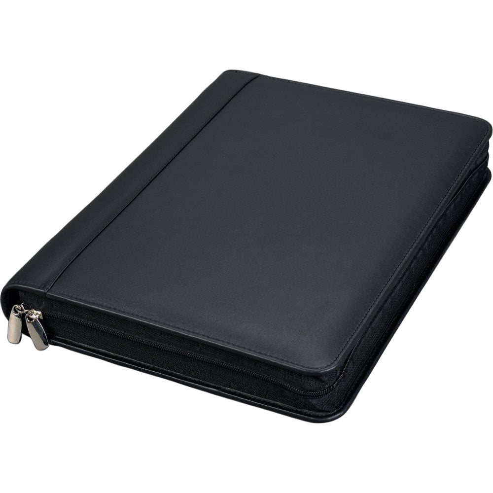 ALASSIO 30061 Leder Ringbuchmappe A4 BOSA, Schreibmappe 35x27x5 cm, Schwarz