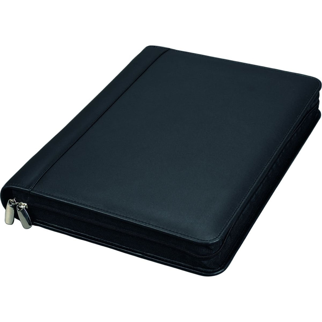 ALASSIO 30061 Leder Ringbuchmappe A4 BOSA, Schreibmappe 35x27x5 cm, Schwarz