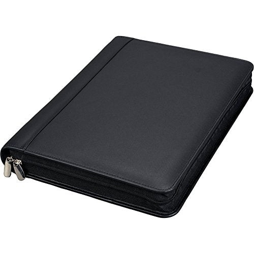 ALASSIO 30061 Leder Ringbuchmappe A4 BOSA, Schreibmappe 35x27x5 cm, Schwarz
