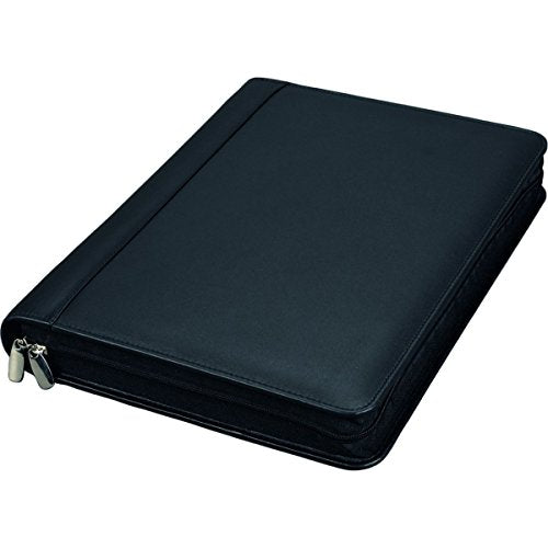 ALASSIO 30061 Leder Ringbuchmappe A4 BOSA, Schreibmappe 35x27x5 cm, Schwarz