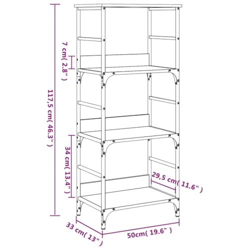 vidaXL Bücherregal Sonoma-Eiche 50x33x117,5 cm Holzwerkstoff