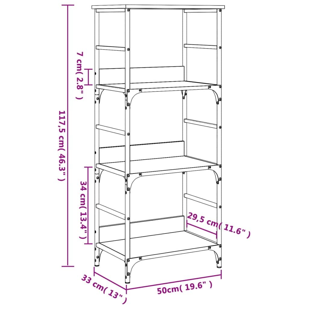 vidaXL Bücherregal Sonoma-Eiche 50x33x117,5 cm Holzwerkstoff