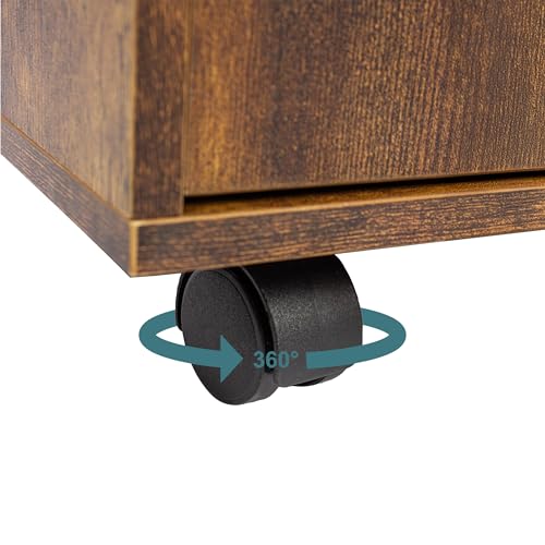 Relaxdays Rollcontainer, 3 Schubladen, 2 Türfächer, HxBxT: 57 x 60 x 40 cm, abschließbar, Aktenrollschrank, Farbwahl