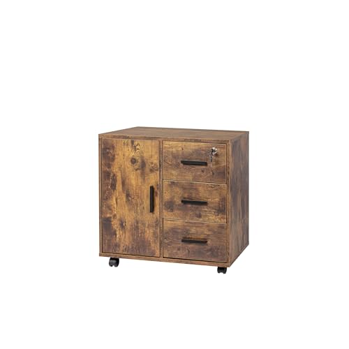 Relaxdays Rollcontainer, 3 Schubladen, 2 Türfächer, HxBxT: 57 x 60 x 40 cm, abschließbar, Aktenrollschrank, Farbwahl
